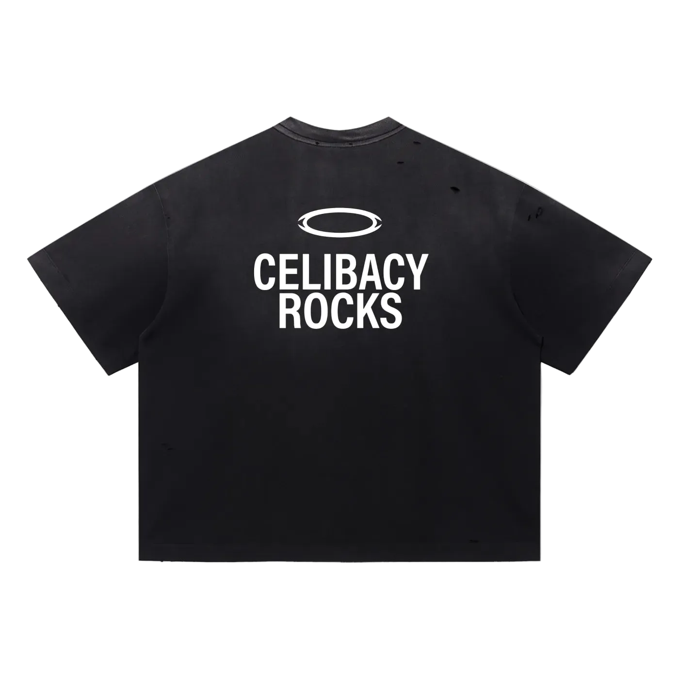 Celibacy Rocks Oversized Distressed Tee – Funny Gift for Single People | Sarcastic Humor Shirt