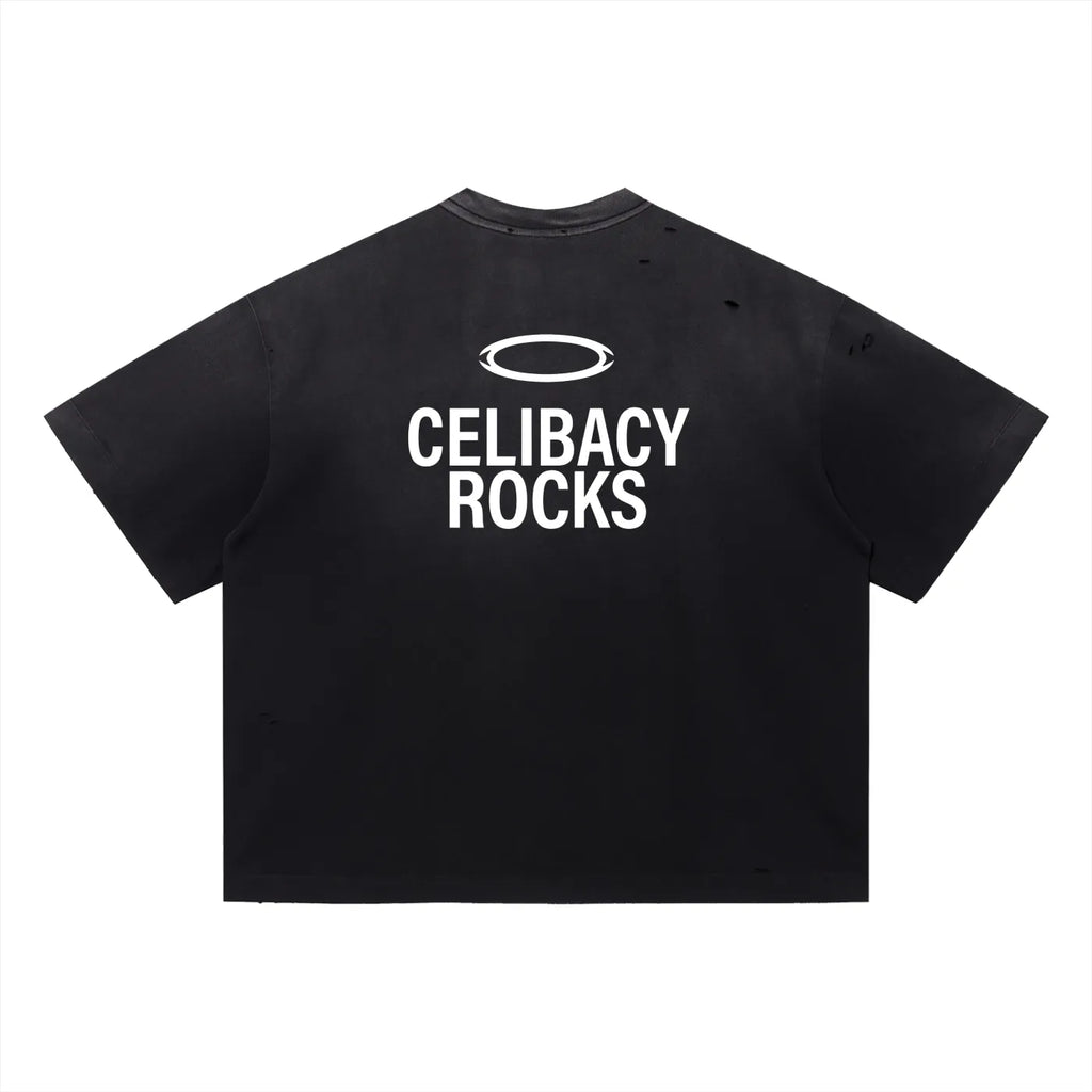 *LIMITED* Celibacy Rocks Oversized Distressed Tee
