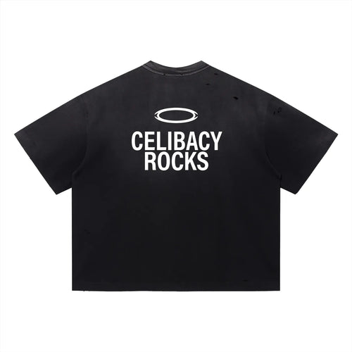 *LIMITED* Celibacy Rocks Oversized Distressed Tee